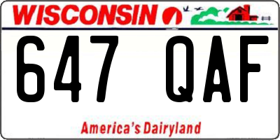 WI license plate 647QAF