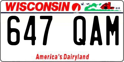 WI license plate 647QAM