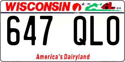 WI license plate 647QLO