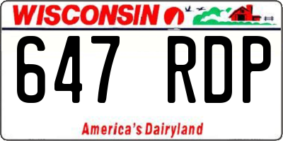 WI license plate 647RDP