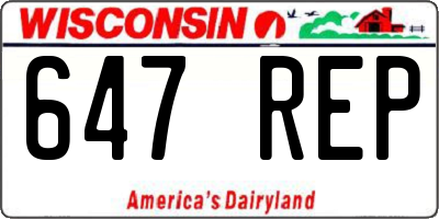 WI license plate 647REP