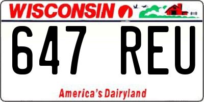 WI license plate 647REU