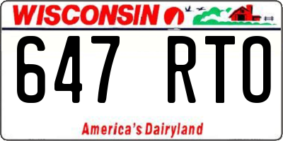 WI license plate 647RTO