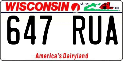 WI license plate 647RUA