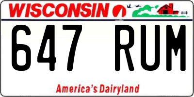 WI license plate 647RUM