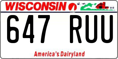 WI license plate 647RUU