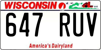 WI license plate 647RUV