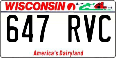 WI license plate 647RVC