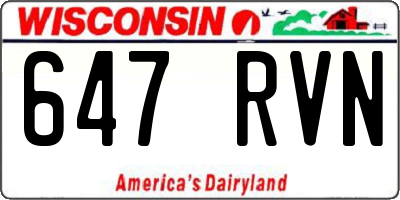 WI license plate 647RVN