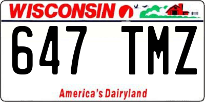 WI license plate 647TMZ