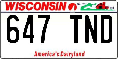 WI license plate 647TND