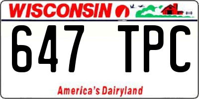 WI license plate 647TPC
