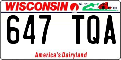 WI license plate 647TQA