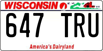 WI license plate 647TRU
