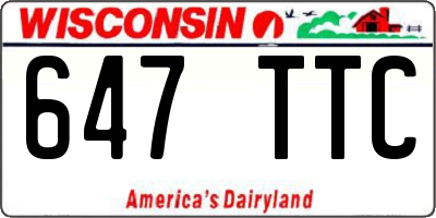 WI license plate 647TTC