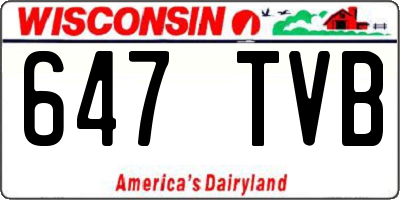 WI license plate 647TVB