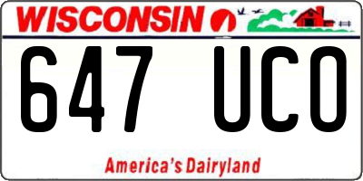 WI license plate 647UCO