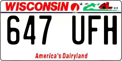 WI license plate 647UFH