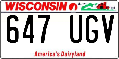 WI license plate 647UGV