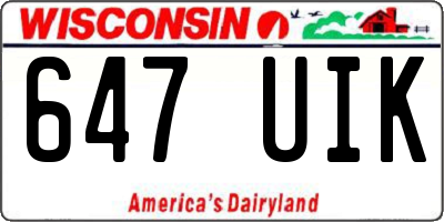 WI license plate 647UIK