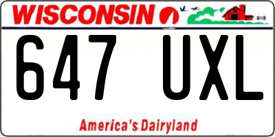 WI license plate 647UXL