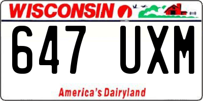 WI license plate 647UXM