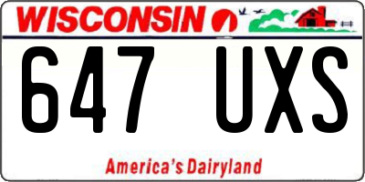 WI license plate 647UXS