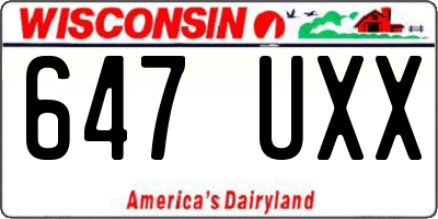 WI license plate 647UXX