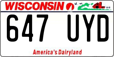 WI license plate 647UYD