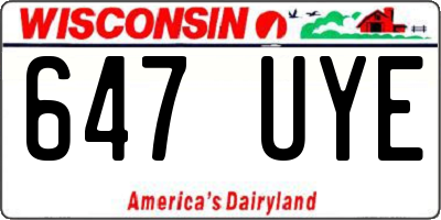 WI license plate 647UYE
