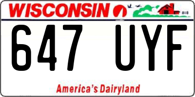WI license plate 647UYF
