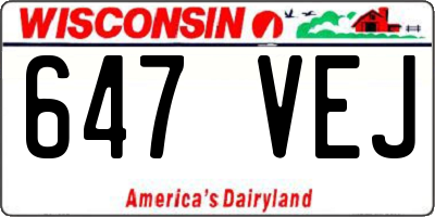 WI license plate 647VEJ
