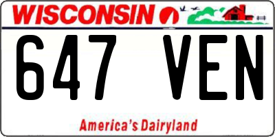 WI license plate 647VEN