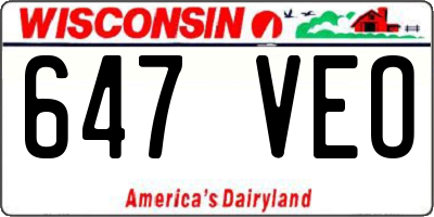 WI license plate 647VEO