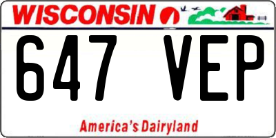 WI license plate 647VEP