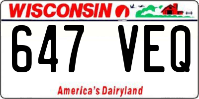 WI license plate 647VEQ