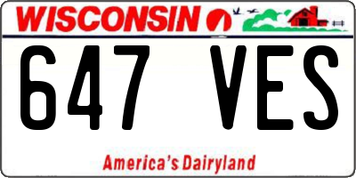 WI license plate 647VES