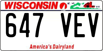 WI license plate 647VEV