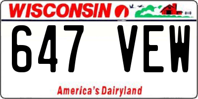 WI license plate 647VEW