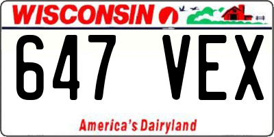 WI license plate 647VEX