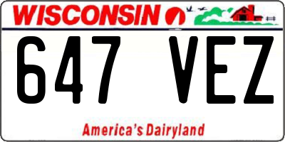 WI license plate 647VEZ