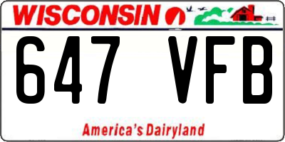 WI license plate 647VFB