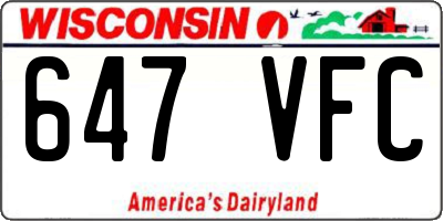 WI license plate 647VFC