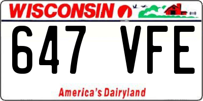 WI license plate 647VFE