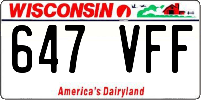 WI license plate 647VFF