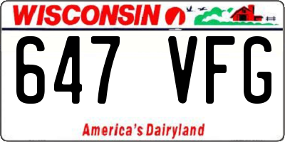 WI license plate 647VFG