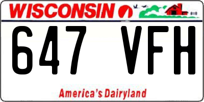 WI license plate 647VFH