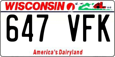WI license plate 647VFK