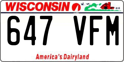 WI license plate 647VFM