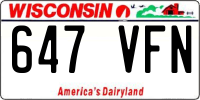 WI license plate 647VFN